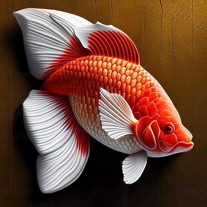 3D model Red and white oranda fish (STL)